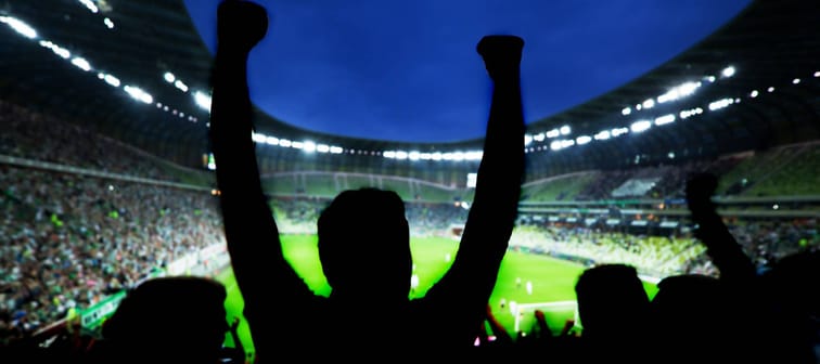 Soccer fans cheering
