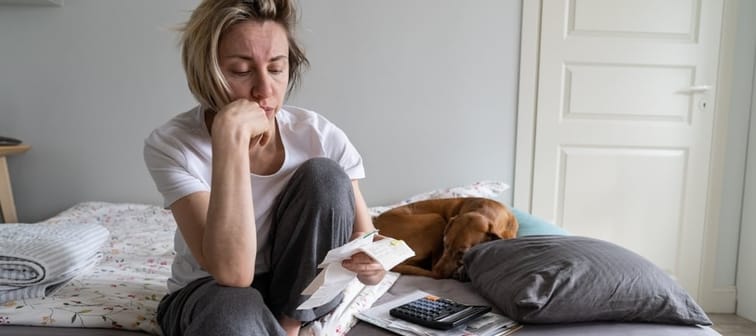 Woman stressed about money