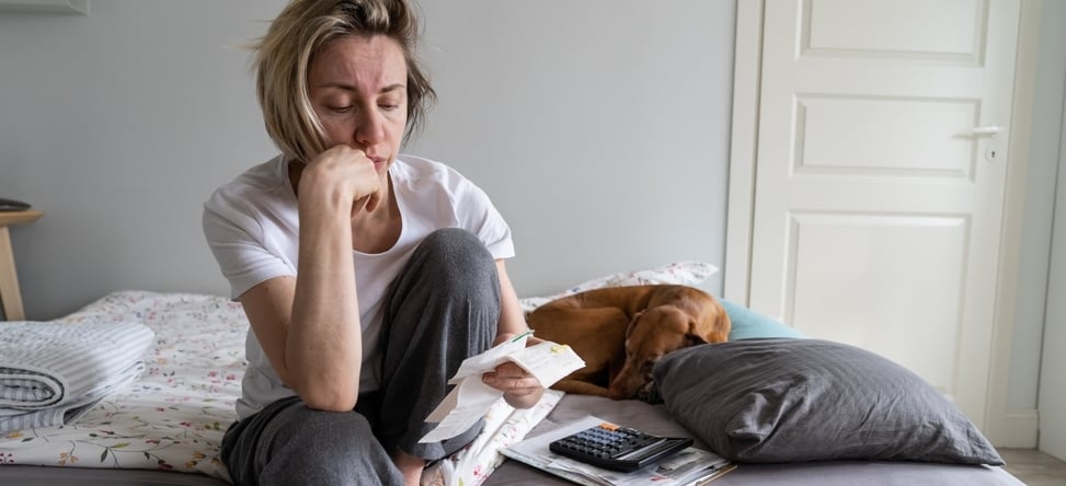 Woman stressed about money
