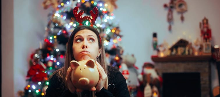 Stressed holiday shopper