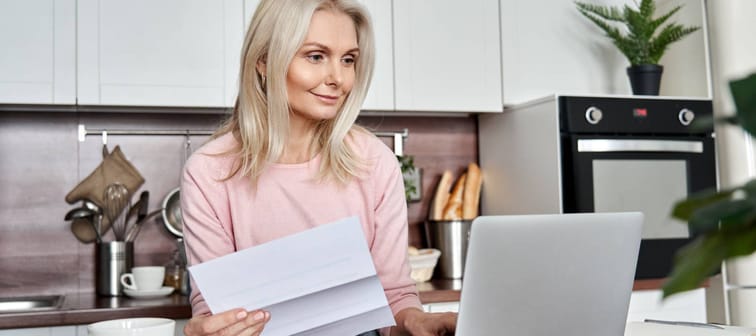 Woman working on her laptop